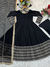 Rayon Kali Cut Embroidered Gown Set