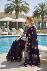 Heavy Fandy Satin Silk Zari Embroidery Saree