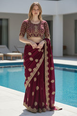Heavy Fandy Satin Silk Zari Embroidery Saree