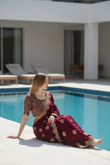 Heavy Fandy Satin Silk Zari Embroidery Saree