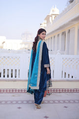Velvet Embroidered Festival Wear Kurta Set
