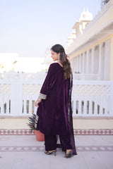 Velvet Embroidered Festival Wear Kurta Set