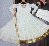 Vichitra Silk Sequins Embroidered Gown Set