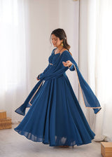 Designer Fox Blooming Georgette Anarkali Gown with Dupatta