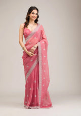 Heavy Crunchy Chiffon Saree with Zari & Diamond Work