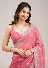 Heavy Crunchy Chiffon Saree with Zari & Diamond Work