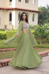 Faux Georgette Embroidered Party wear Lehenga Choli