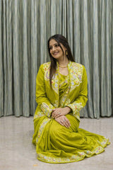 Designer Crepe Silk Ready-to-Wear Saree with Embroidered Jacket