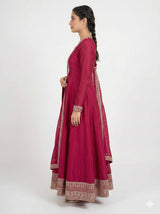 Premium Vichitra Silk Full Kali Embroidered Anarkali Gown