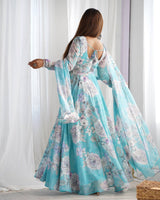 Floral Fox Georgette Anarkali Gown with Printed Dupatta