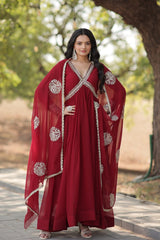 Faux Blooming Embroidered Top & Dupatta Set