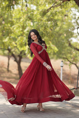 Faux Blooming Embroidered Top & Dupatta Set