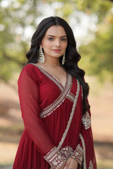 Faux Blooming Embroidered Top & Dupatta Set