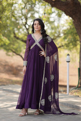 Faux Blooming Embroidered Top & Dupatta Set