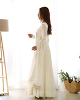 Fully Flared Anarkali Gown with Embroidered Dupatta