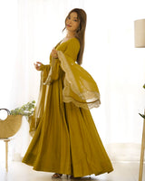 Fully Flared Anarkali Gown with Embroidered Dupatta