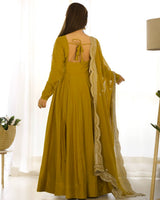 Fully Flared Anarkali Gown with Embroidered Dupatta