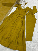 Fully Flared Anarkali Gown with Embroidered Dupatta