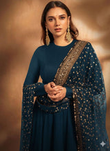 Fox Georgette Embroidered Party Wear Gown