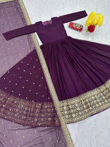 Fox Georgette Embroidered Party Wear Gown