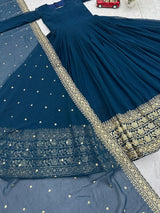 Fox Georgette Embroidered Party Wear Gown
