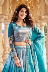 Pure Gold Crush Embroidered Choli Lehenga Set