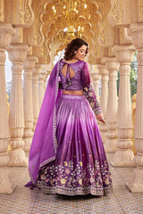 Pure Gold Crush Embroidered Choli Lehenga Set