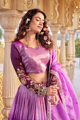 Pure Gold Crush Embroidered Choli Lehenga Set