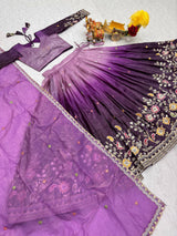 Pure Gold Crush Embroidered Choli Lehenga Set