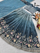 Pure Gold Crush Embroidered Choli Lehenga Set