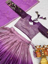 Pure Gold Crush Embroidered Choli Lehenga Set