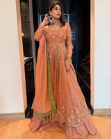 Georgette Sequins Embroidered Top Lehenga Dupatta Set