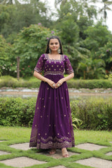 Faux Blooming Party Wear Gown