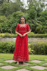 Faux Blooming Party Wear Gown