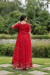 Faux Blooming Party Wear Gown