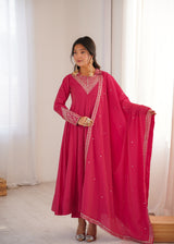 Heavy Roman Shimmer Silk Anarkali Suit