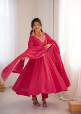 Heavy Roman Shimmer Silk Anarkali Suit