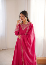 Heavy Roman Shimmer Silk Anarkali Suit