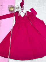 Premium Roman Silk Chanderi Anarkali Set
