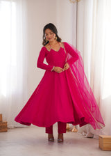 Premium Roman Silk Chanderi Anarkali Set
