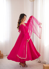 Premium Roman Silk Chanderi Anarkali Set