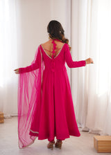 Premium Roman Silk Chanderi Anarkali Set