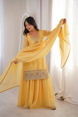 Pure Crunchy Silk Party Wear Sharara Set