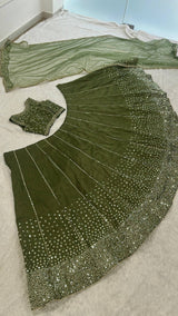 Olive Green Heavy Silk Lehenga Choli