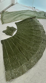 Olive Green Heavy Silk Lehenga Choli