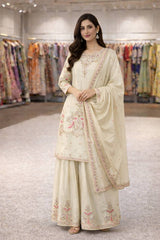 Heavy Chinon Silk Top Palazzo Dupatta Set