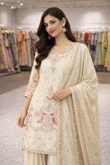 Heavy Chinon Silk Top Palazzo Dupatta Set