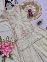 Heavy Chinon Silk Top Palazzo Dupatta Set