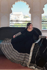 Sanika Noor Black Color Embroidered Work Anarkali Suit Set