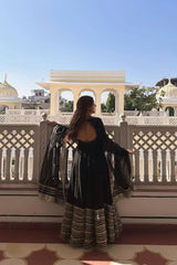 Sanika Noor Black Color Embroidered Work Anarkali Suit Set